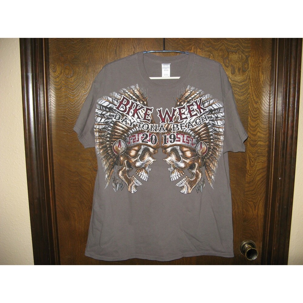Mens 2019 Bike Week Daytona Beach Gray T-Shirt Amazing Indian Graphics Size XL